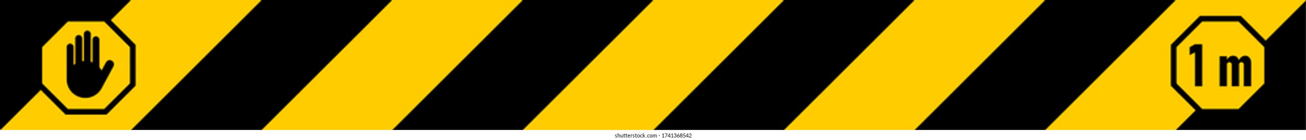 Stripes Floor Marking Security Sticker Tape 1 m or 1 Metre Icon with an Aspect Ratio of 10:1. Vector Image.