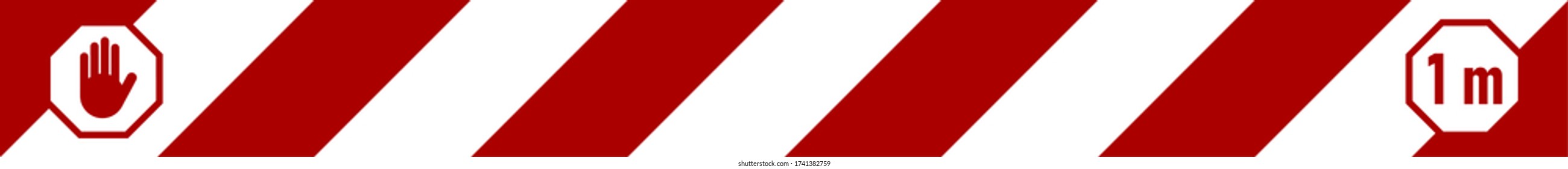 Stripes Floor Marking Security Sticker Tape 1 m or 1 Metre Icon with an Aspect Ratio of 10:1. Vector Image.