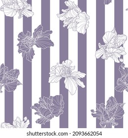 stripes and flower design - seamless vector repeat pattern, use it for wrappings, fabric, packaging and other print and design projects