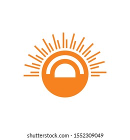 stripes geometric circle sun rays symbol logo vector
