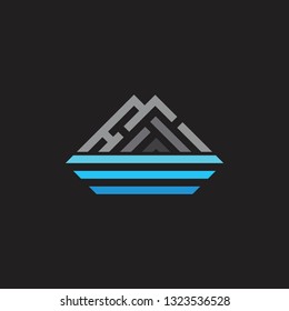 stripes geometric mountain sea gradient logo vector