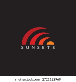 Streifen Farbverlauf Sonnenlicht Sonnenuntergang einfache Kurven Logo Vektor 