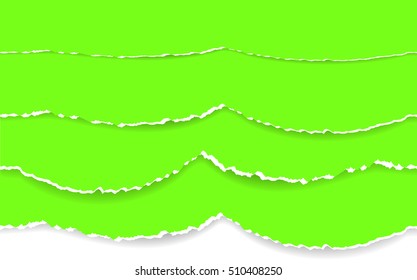 Stripes of green lacerated papers, vector element for design