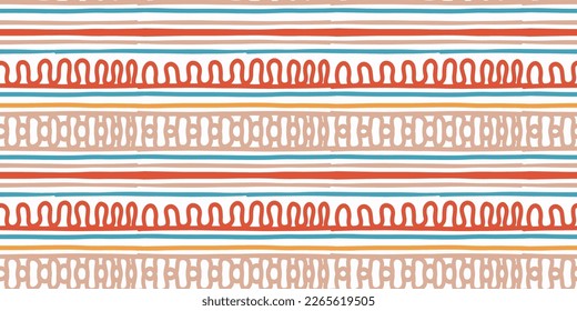 Stripes hand drawn tribal pattern. Background ethnic drawing. Vector illustration for fashion textile print.