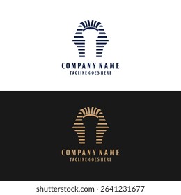 Stripes Headband Egyptian King Firaun Ramses Pharaoh Head Logo Design