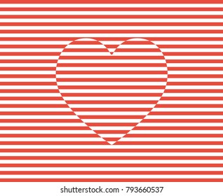 Stripes heart vector. Valentines day background illustration.