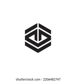 stripes hexagonal geometric logo design vector 