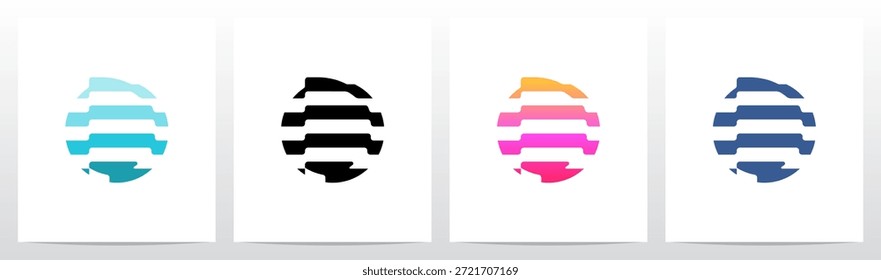 Linhas de Contorno Horizontal Listras Letra Design do Logotipo Inicial D