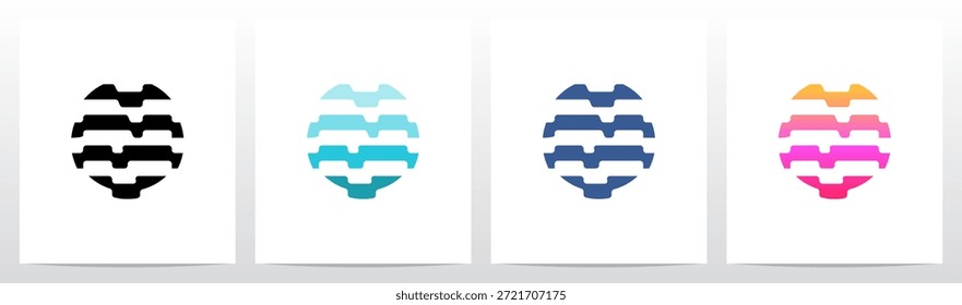 Rayas Líneas de contorno Horizontales Letra Logotipo inicial Diseño N