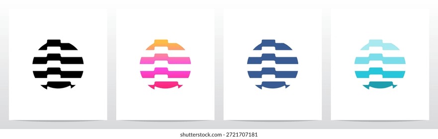 Streifen Horizontale Kontur Linien Buchstabe anfängliches Logo Design L