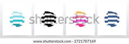 Stripes Horizontal Contour Lines Letter Initial Logo Design D