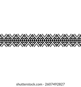 A Stripes horizontal seamless pattern with intricate tribal-inspired geometric designs in black and white. Great for branding, packaging, and home decor.
