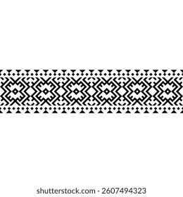 A Stripes horizontal seamless pattern with intricate tribal-inspired geometric designs in black and white. Great for branding, packaging, and home decor. eps10