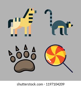 stripes icon set. vector set about lollipop, zebra, animal and lemur icons set.