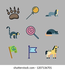 stripes icon set. vector set about animal, lollipop, flag and lemur icons set.