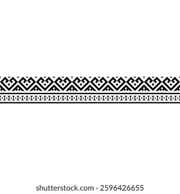 Stripes Ikat Aztec-inspired seamless pattern in black and white. A bold ethnic vector design with intricate geometric motifs, perfect for textiles, wallpapers, and digital projects. EPS10