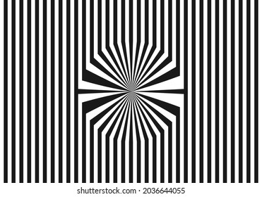 Las rayas son una ilusión. Arte óptico. Las líneas son un círculo. Movimiento. Psicología. Ilustración vectorial.