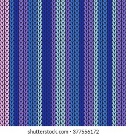 Stripes knitted texture. Knitting seamless pattern. Blue striped background.