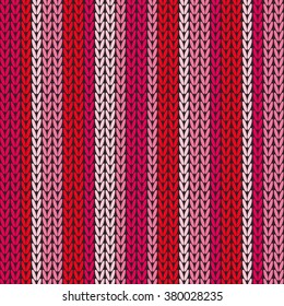 Stripes knitted texture. Knitting seamless pattern. Red striped background.