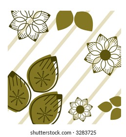 stripes with leaf motif vector