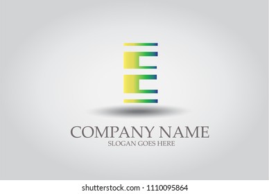 Stripes Letter E Icon Design Element Template