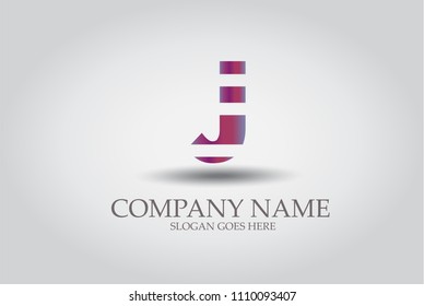 Stripes LetterJ Icon Design Element Template