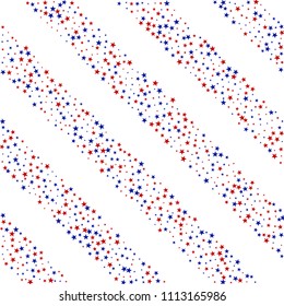 Stripes of Liberty Symbolic Stars Confetti. 4th of July Pattern Design. Veteran Day Texture. Flyer, Cover Stars Background.