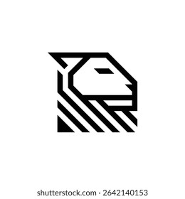 stripes line of lion head from the side logo vector