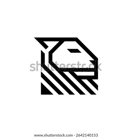 stripes line of lion head from the side logo vector