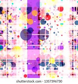 Stripes, lines and circles. Colored seamless texture. Abstract vector background. 