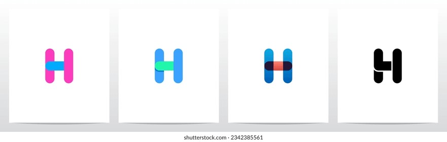 Líneas de rayas Superponer el diseño del logotipo de la carta de sombra transparente H