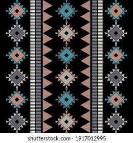 Stripes. Mexican plaid. Seamless pattern. Design with manual hatching. Textile. Ethnic boho ornament. Vector illustration for web design or print.