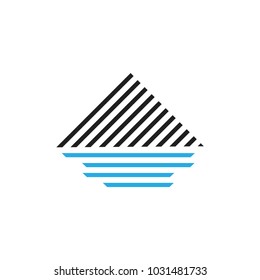 Stripes Mountain And Sea Logo Vector