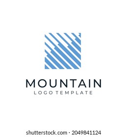 Stripes Mountain Silhouette as Growing Statistic Chart Bar Diagram Business Finance Marketing logo design