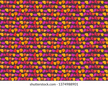 Stripes of multicolored petals on a dark purple background. Seamless ornament. Print for fabric.