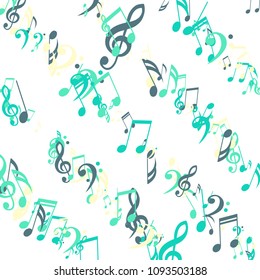 Stripes of Musical Notes. Creative Background with Notes, Bass and Treble Clefs. Vector Element for Musical Poster, Banner, Advertising, Card. Minimalistic Simple Background.