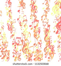 Stripes of Musical Notes. Creative Background with Notes, Bass and Treble Clefs. Vector Element for Musical Poster, Banner, Advertising, Card. Minimalistic Simple Background.