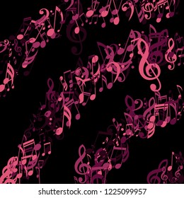 Stripes of Musical Notes. Creative Background with Notes, Bass and Treble Clefs. Vector Element for Musical Poster, Banner, Advertising, Card. Minimalistic Simple Background.