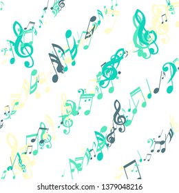 Stripes of Musical Notes. Creative Background with Notes, Bass and Treble Clefs. Vector Element for Musical Poster, Banner, Advertising, Card. Minimalistic Simple Background.