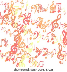 Stripes of Musical Notes. Modern Background with Notes, Bass and Treble Clefs. Vector Element for Musical Poster, Banner, Advertising, Card. Minimalistic Simple Background.