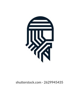 stripes of old man with beard and hat logo vector