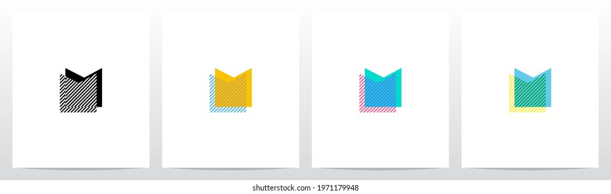 Stripes On The Foreground Letter Logo Design M