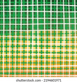 Stripes overalying multiplying white and green grid pattern on yellow background for vector wallpaper template square shaped