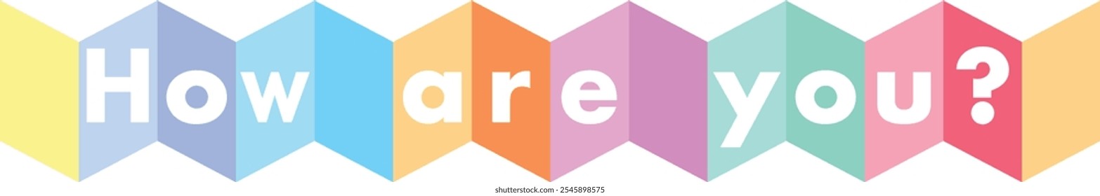 stripes pastelcolor with words how are you white color, how are you words vector illustration, isolated on white background.