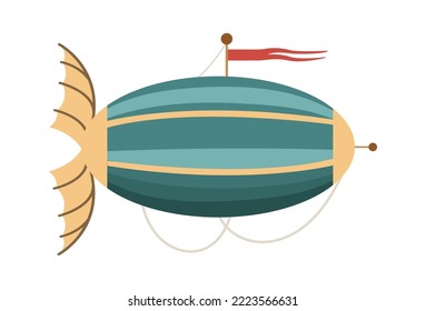 Stripes pattern airship with flag. Vector illustration