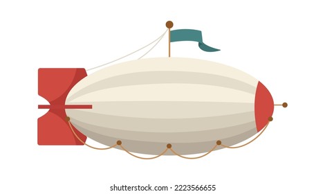 Stripes pattern airship with flag. Vector illustration