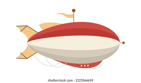 Stripes pattern airship with flag. Vector illustration