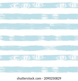 Patrón de rayas, fondo vectorial sin costuras de rayas azul bebé, trazos de pincel marino. rayas de grunge pastel, línea de pincel acuarela