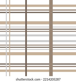 Stripes pattern fabric madras minimal folk print vector. Scottish tartan plaid fabric line brown seamless patterns. Geometric motif vintage retro modern style. Design for textile fabric wallpaper.