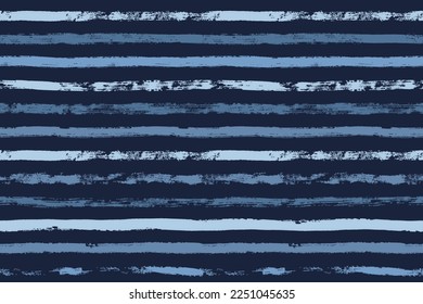 Stripes pattern, navy blue striped seamless vector background, sailor brush strokes. nautical grunge stripes, watercolor paintbrush line